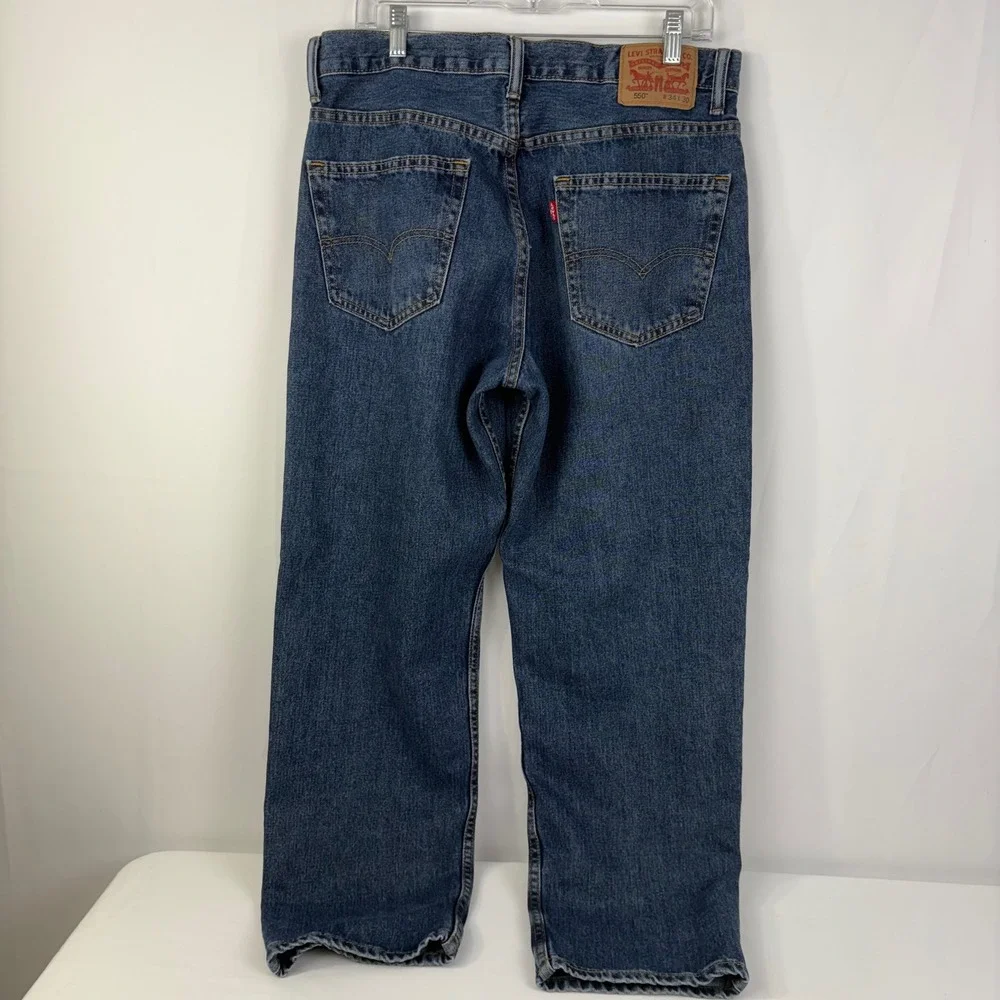 Levis Men's 550 Relaxed Fit Tapered Leg Jeans Dark Wash Blue Denim 34x30
